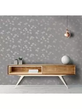 Holden Decor Glistening Ginkgo Wallpaper - Dark Grey / Rose Gold