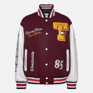 Tommy Jeans Womens Letterman Jacket - Deep Rouge/Multi - S