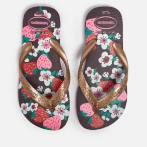 Havaianas Girls Flores Printed Rubber Flip Flops - UK 10-11 Kids