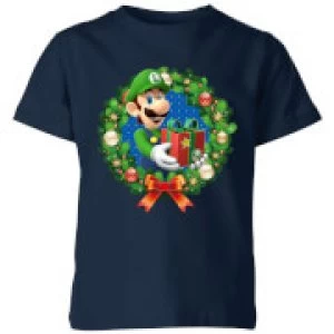 Nintendo Super Mario Luigi Present Kid's T-Shirt - Navy - 3-4 Years - Navy