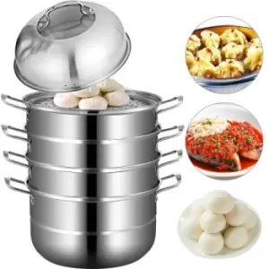 VEVOR Dumpling Steamer Stainless Steel 5 Titer Stainless Steel Steamer Work For Cooking 30cm/11.8inch Food Steamer Pot with Gas Electric Grill Stove T