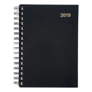 Office A5 2019 Diary Day to Page Wirobound Vinyl Coated Board