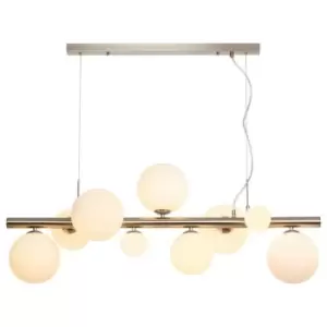 Luminosa Marshall Linear Ceiling Pendant, 9 Light G9, Satin Nickel, Opal Glass