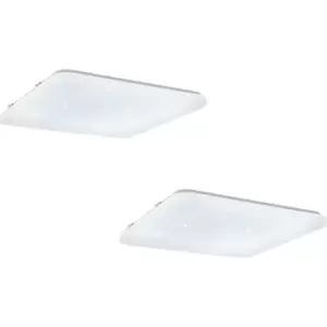 2 PACK Wall Flush Ceiling Light White Shade White With Crystal Effect LED 33.5W