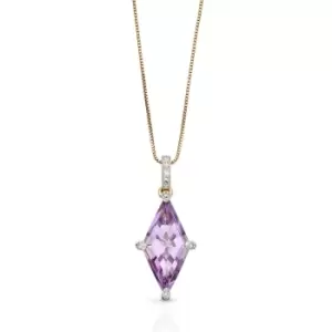 JG Signature 9ct Gold Amethyst & Diamond Kite Necklace