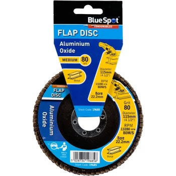 Bluespot - 19685 115mm (4.5') 80 Grit Aluminium Oxide Flap Disc