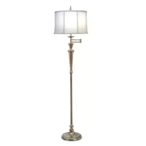 Floor Lamp Swing Arm Directional Off White Shade Burnished Brass LED E27 60W