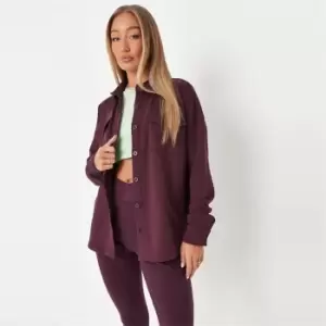 Missguided Jersey Button Down Shirt - Purple