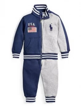 Ralph Lauren Baby Boys Colourblock Tracksuit Set - Navy, Size 3 Months