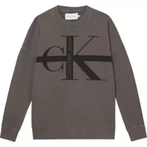 Calvin Klein Jeans Stripe Ck Washed Crew Neck - Brown