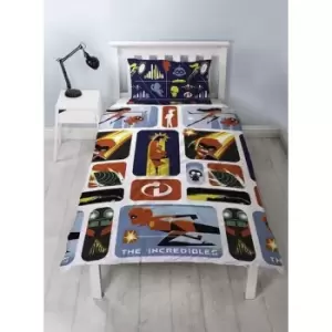 Incredibles 2 Childrens/Kids Retro Reversible Single Rotary Duvet Set (One Size) (Multicoloured)