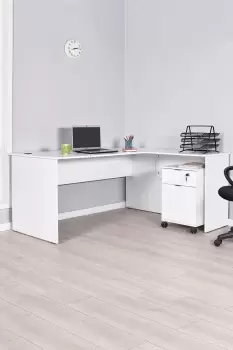 L Shaped Corner Desk Matt White Finish