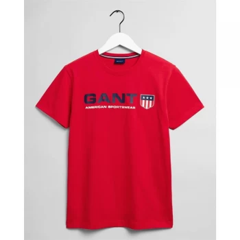 Gant Retro Shield T Shirt - Bright Red 620