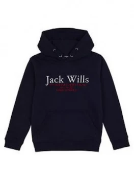 Jack Wills Boys Script Hoodie, Black, Size 5-6 Years