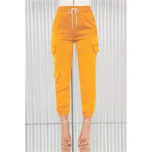 I Saw It First Orange Tie Waist Triple Pocket Cargo Trousers - Orange