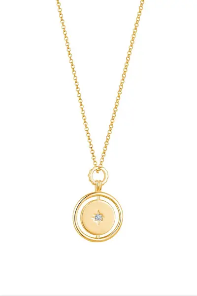 Simply Silver Gold Plated Sterling Silver 925 Star Coin Pendant Necklace Gold