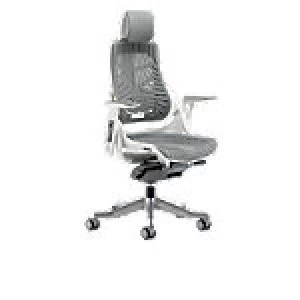 Executive Chair Zure White Frame Elastomer Gel Grey With Arms With Headrest