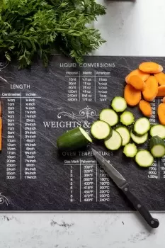 Premium Slate Effect Work Surface Protector, Weights & Measure, 40x30cm