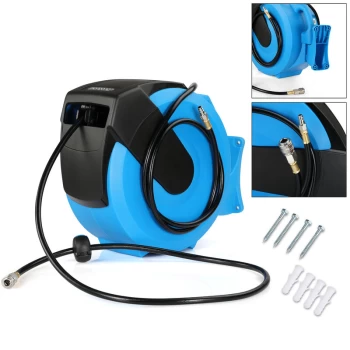 Deuba - 1/4' Hose Reel Wall Bracket Compressed Air Pneumatic Retractable Auto Rewind Tools 30m