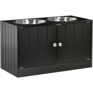 Raised Dog Bowls for Large Dogs Feeding Station w/ Stand, Storage - Black - Pawhut