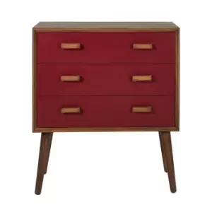 Elijah Retro Dark Pine 3-Drawer Tapered Leg Drawer Unit Mulberry