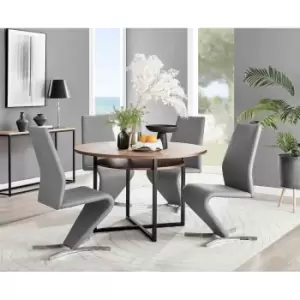 Furniture Box Adley Brown Wood Storage Dining Table and 4 Grey Willow Chairs