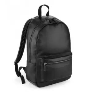 Bagbase Faux Leather Fashion Backpack (One Size) (Black)