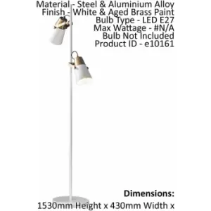 Floor Lamp Light White & Aged Brass Paint 2 x 10W LED E27 Standing