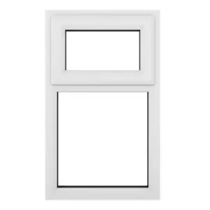 Crystal uPVC Window A Rated Top Hung Opener over Fixed Light 905mm x 1040mm Clear Glazing - White