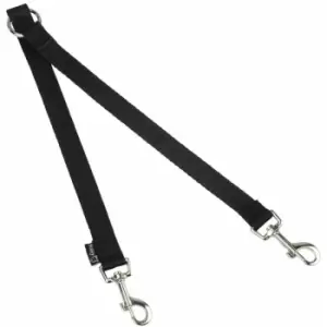 Double Dog Pet Lead Leash Splitter Coupler with Clip for Collar Harness - Black - Bunty