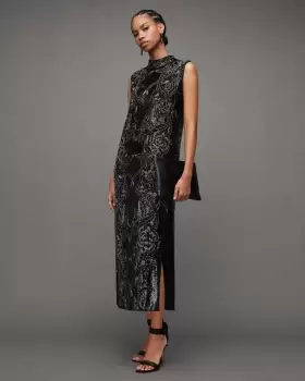 AllSaints Harper Embellished Floral Maxi Dress