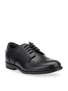 Start-rite Brogue Senior Leather Girls Lace Up School Shoes - Black, Size 5.5 Older