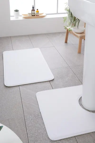 Catherine Lansfield Anti- Bacterial Memory Foam' Bath and Pedestal Mat Set White