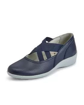 Cotton Traders Womens Leather Elasticated Shoes in Blue