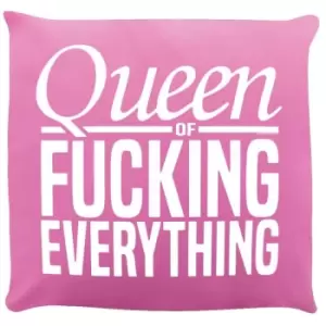 Grindstore Queen Of Fucking Everything Filled Cushion (One Size) (Pink/White) - Pink/White