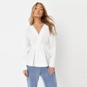 Missguided Cinched Waist Blouse - White