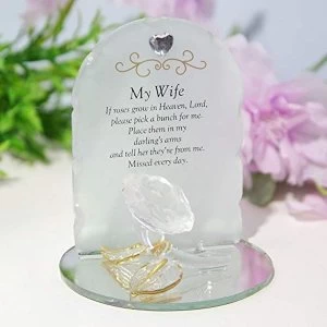 Thoughts Of You Glass Rose Sentiment Ornament - My Wife