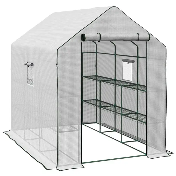 Outsunny Walk-in Outdoor Greenhouse - White