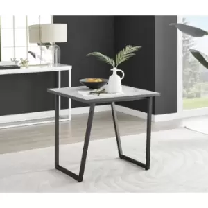 Furniturebox Carson Square White Marble Effect Modern Industrial Dining Table With Black Legs