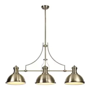 Linear Ceiling Pendant, 3 x E27, Antique Brass, Frosted Glass - Luminosa Lighting