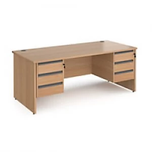 Dams International Straight Desk with Beech Coloured MFC Top and Graphite Frame Panel Legs and 2 x 3 Lockable Drawer Pedestals Contract 25 1800 x 800