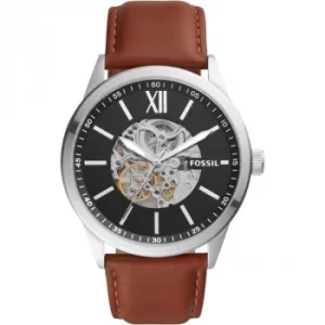 Fossil Flynn Automatic Watch Brown Leather Strap