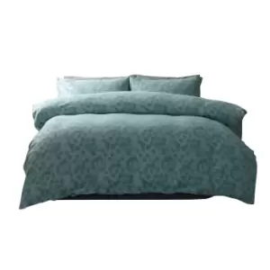 Belledorm Flora Jacquard Duvet Cover Set (Superking) (Duck Egg Blue)