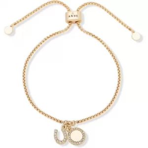 DKNY Jewellery Gold Coloured Pave Horseshoe Coin Slider Bracelet