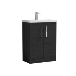 Nuie Arno Compact 600mm Floor Standing 2 Door Vanity & Ceramic Basin - Charcoal Black