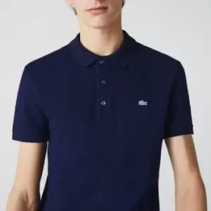 Mens Slim fit Lacoste Polo Shirt in stretch petit pique Size 2 - XS Navy Blue