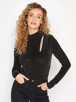 Long Tall Sally Glitter Fabric Top - Black, Size 20, Women