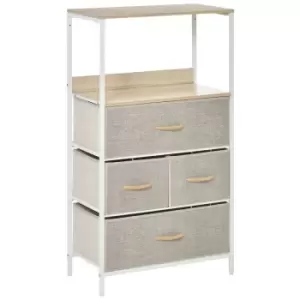 Homcom 4 Drawer Storage Chest Unit With Display Shelves White And Light Grey