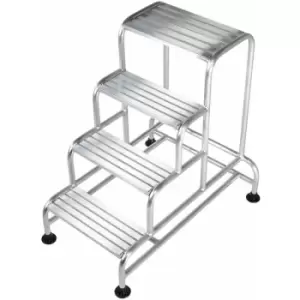 Loops - 1m Tall Stable Steps Sturdy Aluminium Frame 500mm Wide 4 Tread Step Ladder