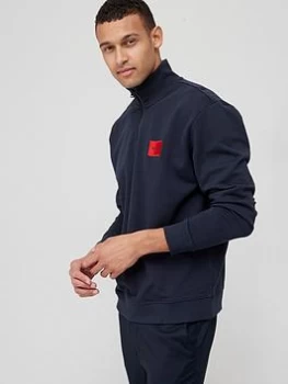 HUGO Durty Quarter Zip Sweatshirt - Navy, Size S, Men